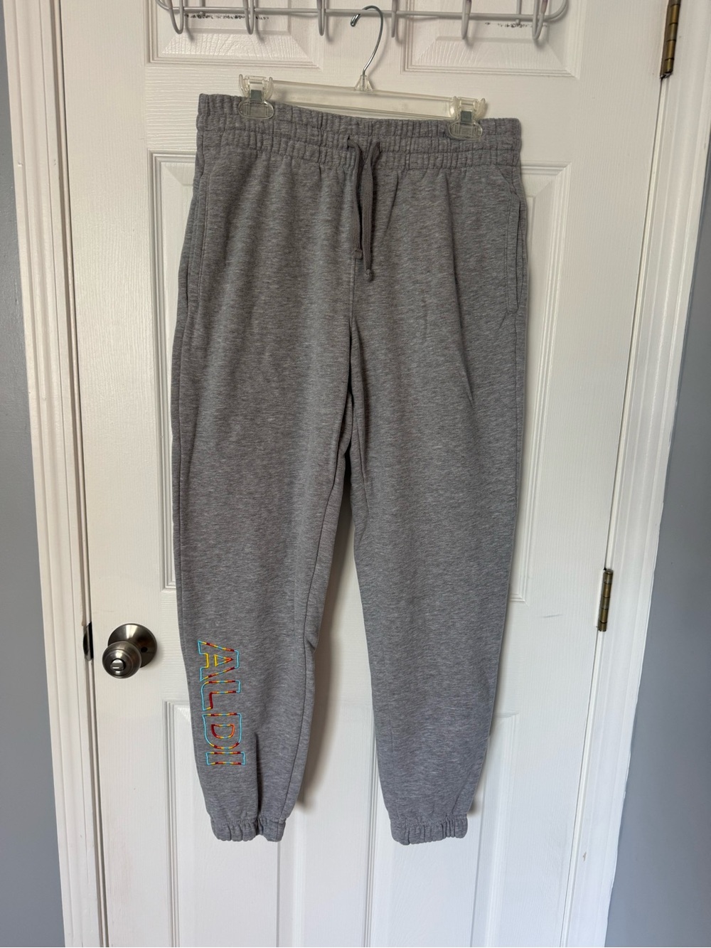 ALDI Gray Sweatpants with Colorful Side Lettering